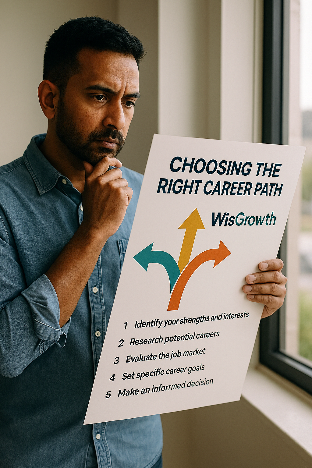 Person choosing the right career path using WisGrowth