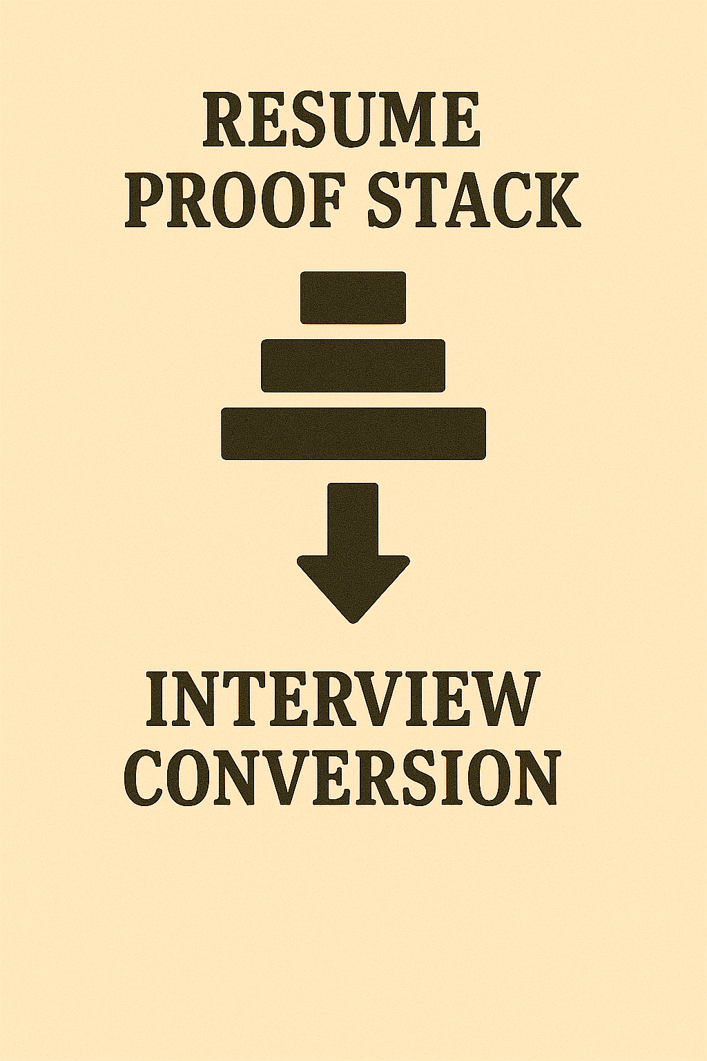 Diagram showing resume proof stack feeding interview conversion