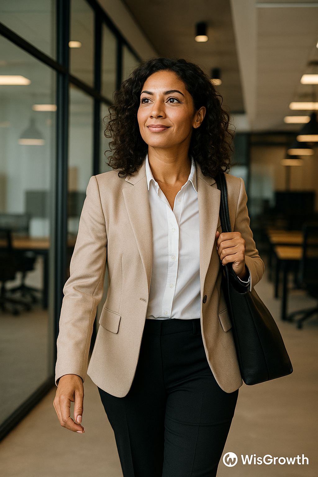 Professional woman stepping back into work with confidence