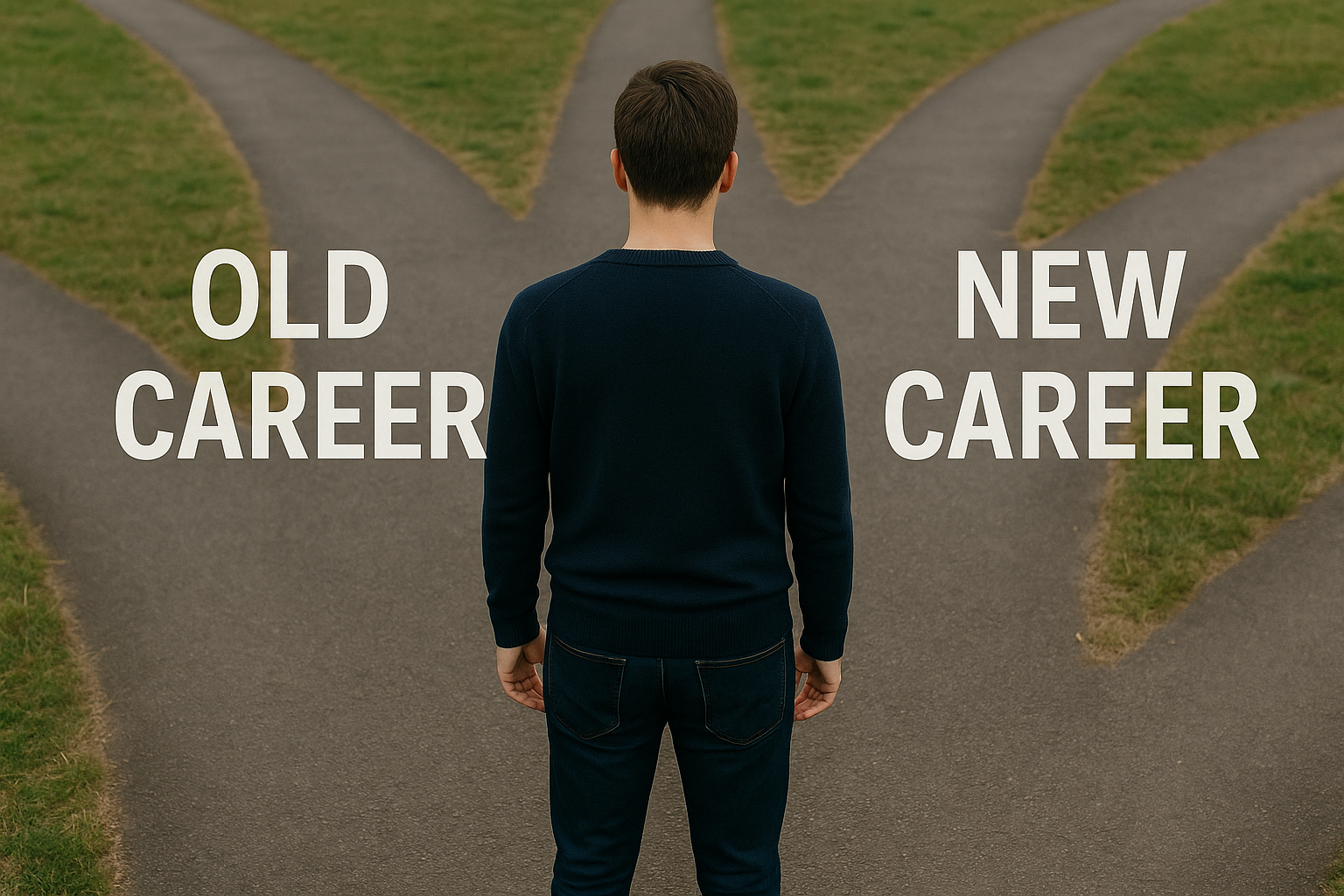 Switching careers at 30 guide – person standing between old and new career paths